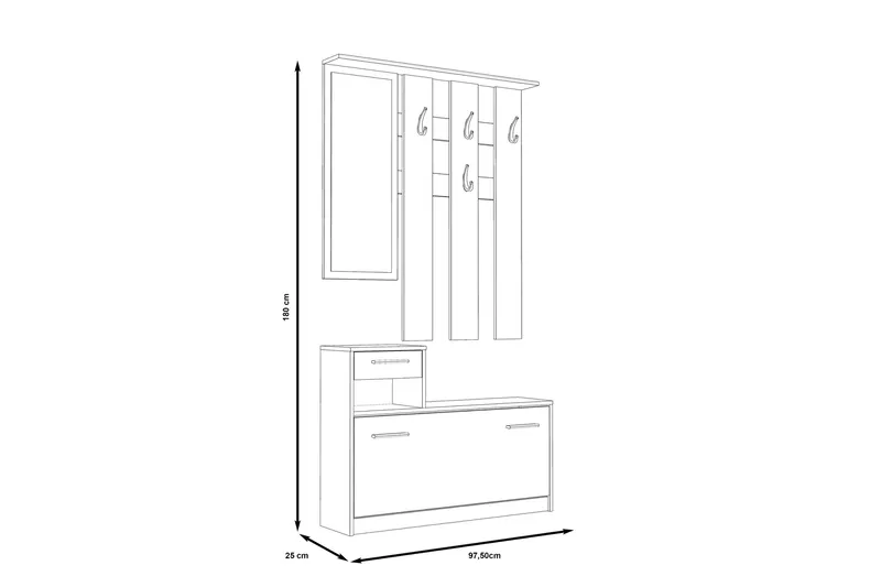 Haysville Hallmöbelset 98x180 cm - Brun/Grå - Möbler - Hall & entré - Möbelset för hall & entré