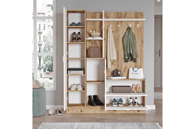 Hialeh Hallmöbelset 37x140 cm - Natur/Vit - Möbler - Hall & entré - Möbelset för hall & entré