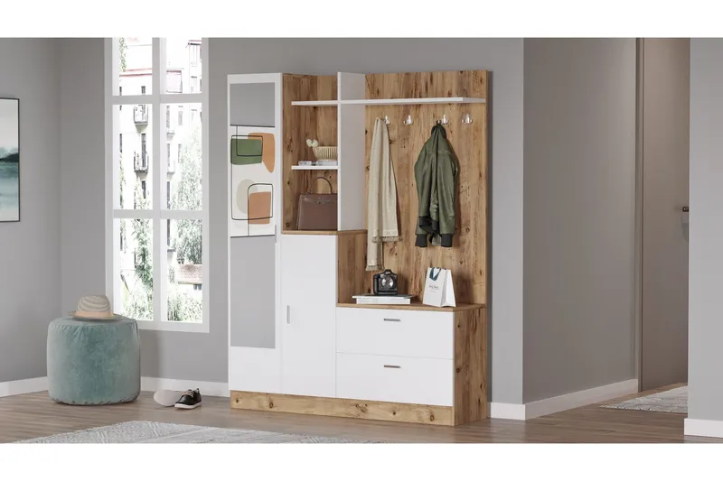 Hialeh Hallmöbelset 37x140 cm - Natur/Vit - Möbler - Hall & entré - Möbelset för hall & entré