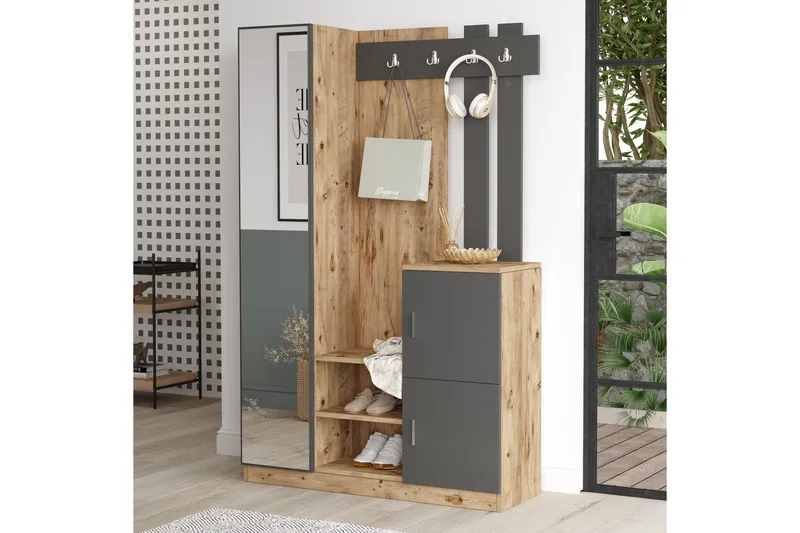 Hialeh Hallmöbelset 38x114 cm - Natur/Antracit - Möbler - Hall & entré - Möbelset för hall & entré