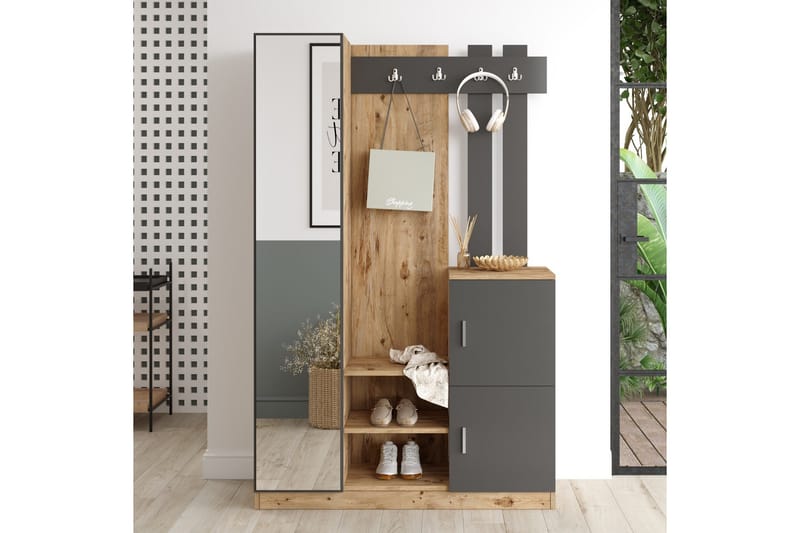 Hialeh Hallmöbelset 38x114 cm - Natur/Antracit - Möbler - Hall & entré - Möbelset för hall & entré