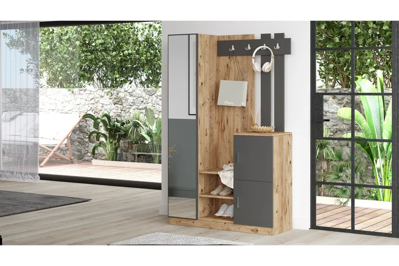 Hialeh Hallmöbelset 38x114 cm - Natur/Antracit - Möbler - Hall & entré - Möbelset för hall & entré