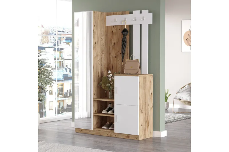 Hialeh Hallmöbelset 38x114 cm - Natur/Vit - Möbler - Hall & entré - Möbelset för hall & entré