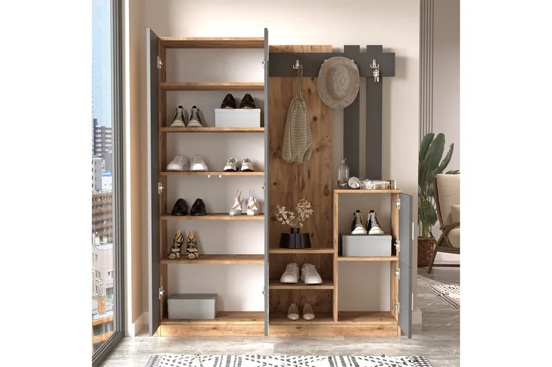 Hialeh Hallmöbelset 38x147 cm - Natur/Antracit - Möbler - Hall & entré - Möbelset för hall & entré