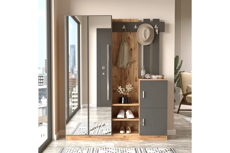 Hialeh Hallmöbelset 38x147 cm - Natur/Antracit - Möbler - Hall & entré - Möbelset för hall & entré