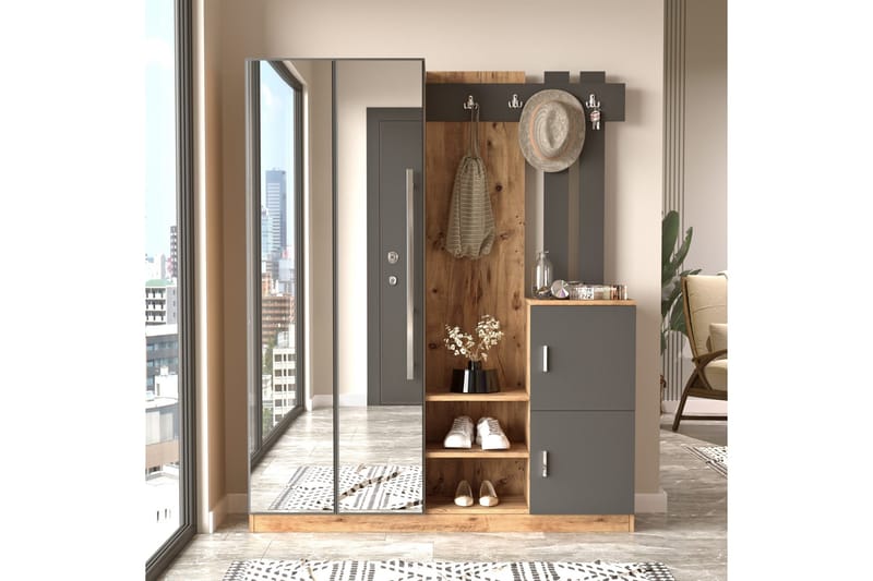 Hialeh Hallmöbelset 38x147 cm - Natur/Antracit - Möbler - Hall & entré - Möbelset för hall & entré