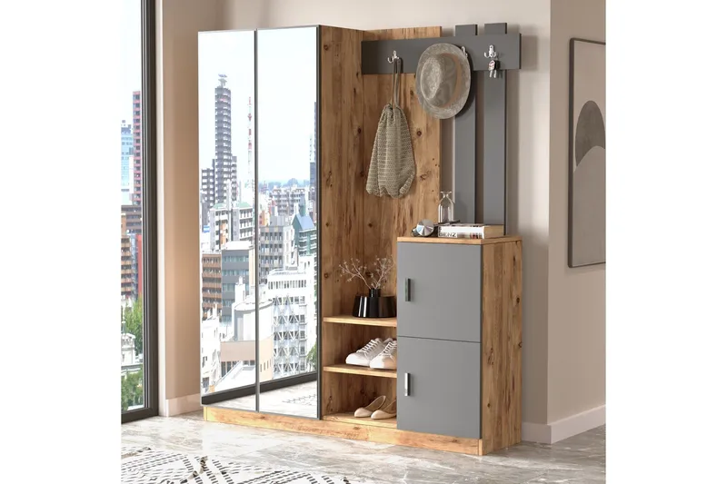 Hialeh Hallmöbelset 38x147 cm - Natur/Antracit - Möbler - Hall & entré - Möbelset för hall & entré