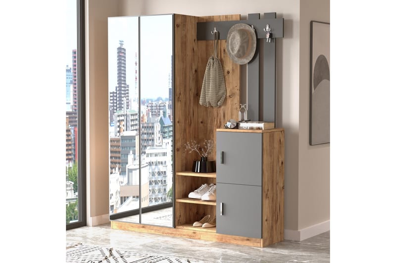 Hialeh Hallmöbelset 38x147 cm - Natur/Antracit - Möbler - Hall & entré - Möbelset för hall & entré