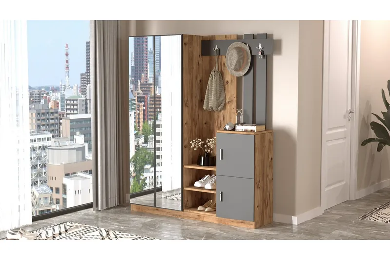 Hialeh Hallmöbelset 38x147 cm - Natur/Antracit - Möbler - Hall & entré - Möbelset för hall & entré