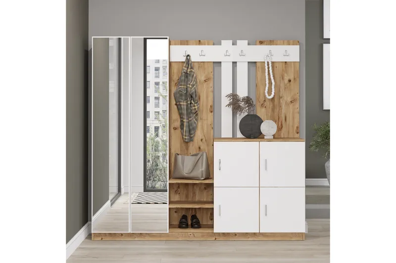 Hialeh Hallmöbelset 38x187 cm - Natur/Vit - Möbler - Hall & entré - Möbelset för hall & entré