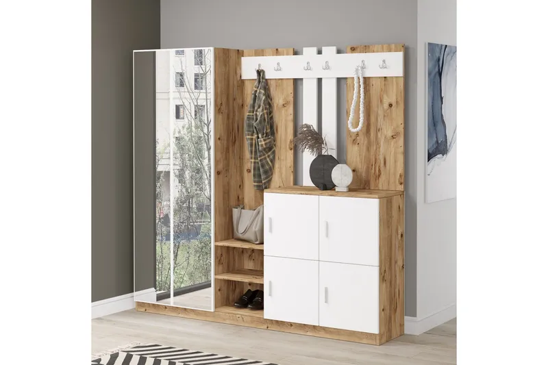 Hialeh Hallmöbelset 38x187 cm - Natur/Vit - Möbler - Hall & entré - Möbelset för hall & entré