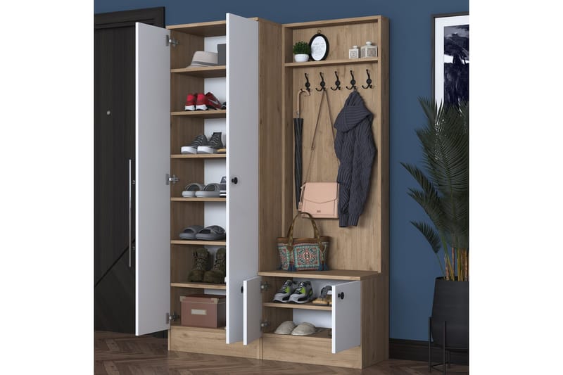 Hooda Hallmöbelset Brun/Vit - Hanah Home - Möbler - Hall & entré - Möbelset för hall & entré