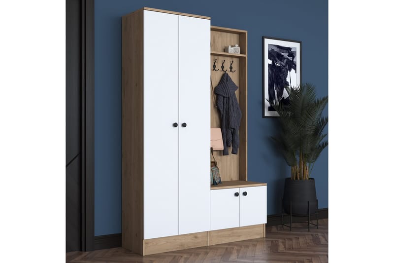 Hooda Hallmöbelset Brun/Vit - Hanah Home - Möbler - Hall & entré - Möbelset för hall & entré