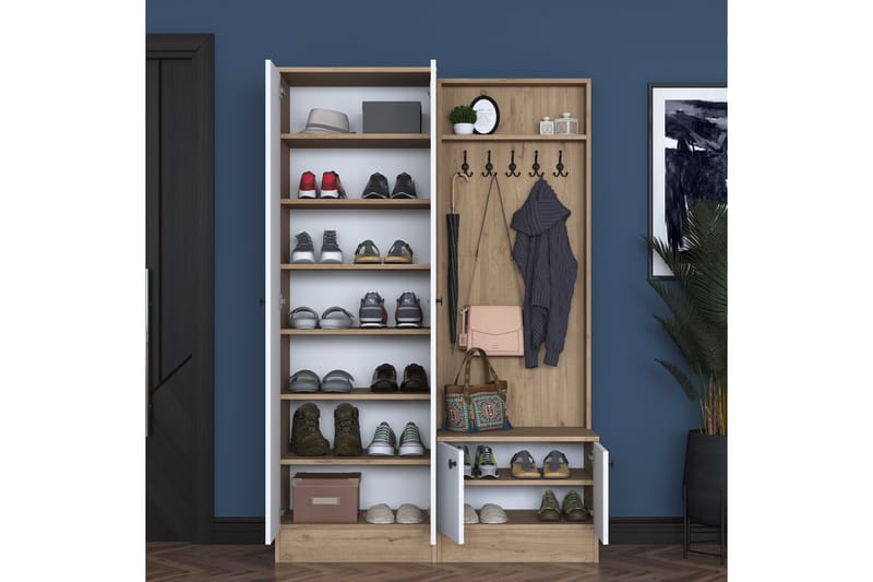 Hooda Hallmöbelset Brun/Vit - Hanah Home - Möbler - Hall & entré - Möbelset för hall & entré