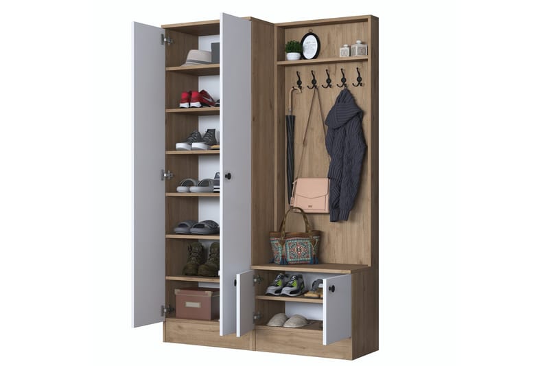 Hooda Hallmöbelset Brun/Vit - Hanah Home - Möbler - Hall & entré - Möbelset för hall & entré