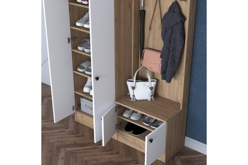 Hooda Hallmöbelset Brun/Vit - Hanah Home - Möbler - Hall & entré - Möbelset för hall & entré