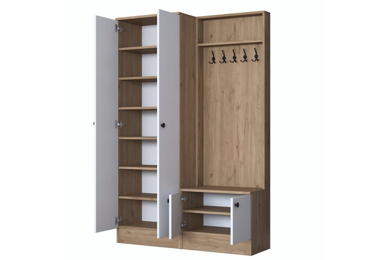 Hooda Hallmöbelset Brun/Vit - Hanah Home - Möbler - Hall & entré - Möbelset för hall & entré