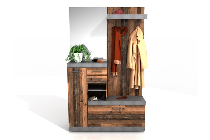 ISERI Garderob 120 cm Vit/Grå - Möbler - Hall & entré - Möbelset för hall & entré