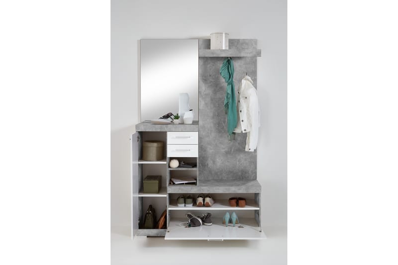 ISERI Garderob 120 cm Vit/Grå - Möbler - Hall & entré - Möbelset för hall & entré