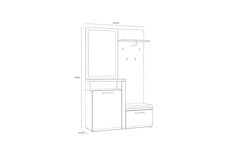 KARAKURT Skoskåp 43x60 cm Vit/Brun - Möbler - Hall & entré - Möbelset för hall & entré