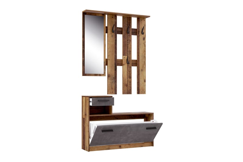 KENNICOTT Hallmöbelset 98x180 cm Brun/Grå - Möbler - Hall & entré - Möbelset för hall & entré
