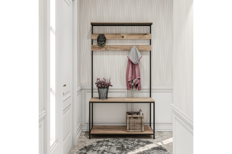LOCHORE Hallmöbel 105 cm Svart/Trä/Natur - Möbler - Hall & entré - Möbelset för hall & entré