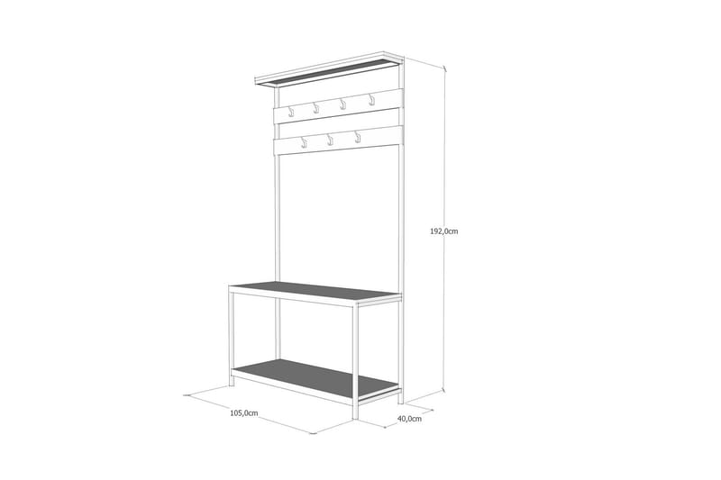 LOCHORE Hallmöbel 105 cm Svart/Trä/Natur - Möbler - Hall & entré - Möbelset för hall & entré