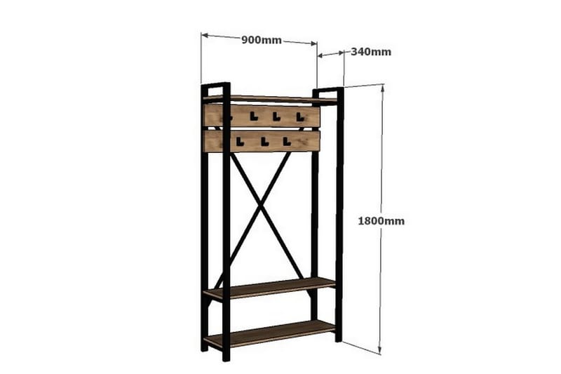 MILNATHORT Hallmöbel 90 cm Valnöt/Grå - Möbler - Hall & entré - Möbelset för hall & entré