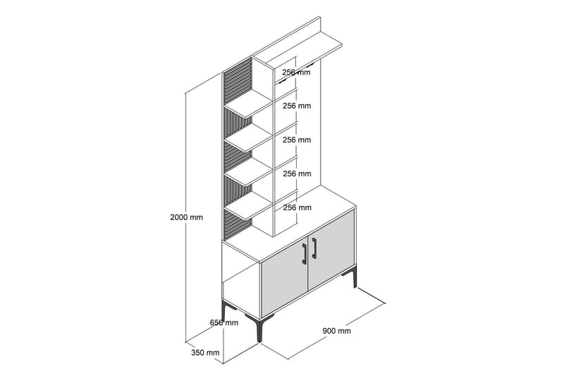 MODLING Hallmöbelset 90 cm Mörkbrun/Vit - Möbelset för hall & entré