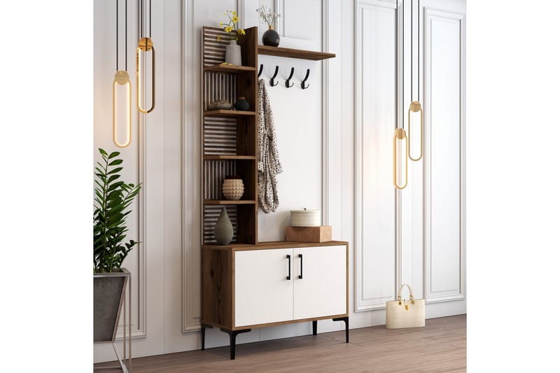 MODLING Hallmöbelset 90 cm Mörkbrun/Vit - Möbler - Hall & entré - Möbelset för hall & entré