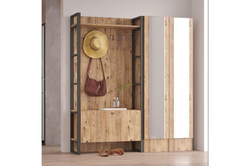 NALOR Hallmöbelset 34x90 cm Dubbel Höger Natur - Möbler - Hall & entré - Möbelset för hall & entré