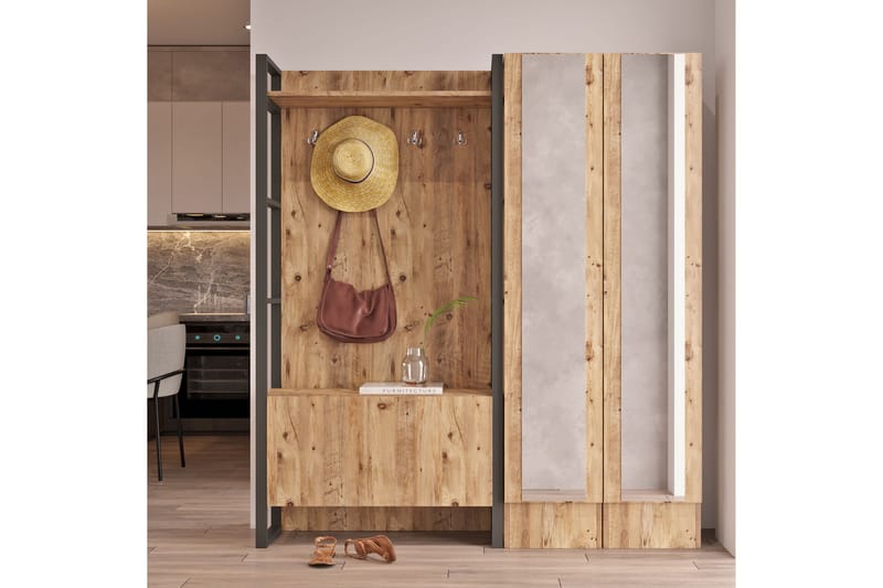 NALOR Hallmöbelset 34x90 cm Dubbel Höger Natur - Möbler - Hall & entré - Möbelset för hall & entré