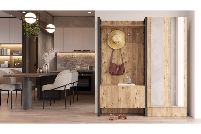 NALOR Hallmöbelset 34x90 cm Dubbel Höger Natur - Möbler - Hall & entré - Möbelset för hall & entré
