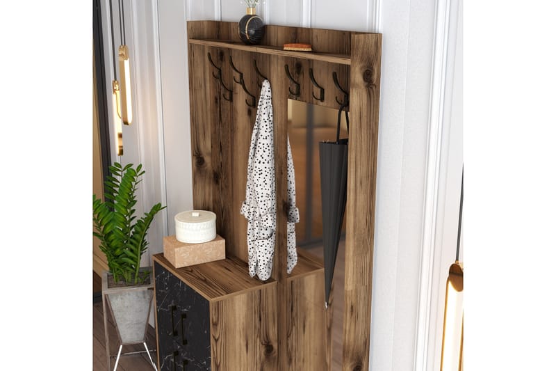 NAUEN Hallmöbelset 120 cm Mörkbrun/Svart - Möbler - Hall & entré - Möbelset för hall & entré