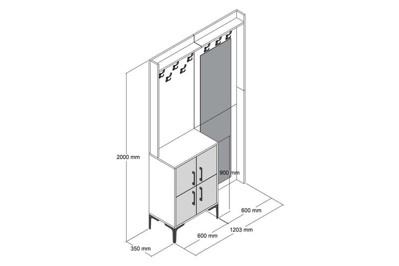 NAUEN Hallmöbelset 120 cm Mörkbrun/Svart - Möbler - Hall & entré - Möbelset för hall & entré