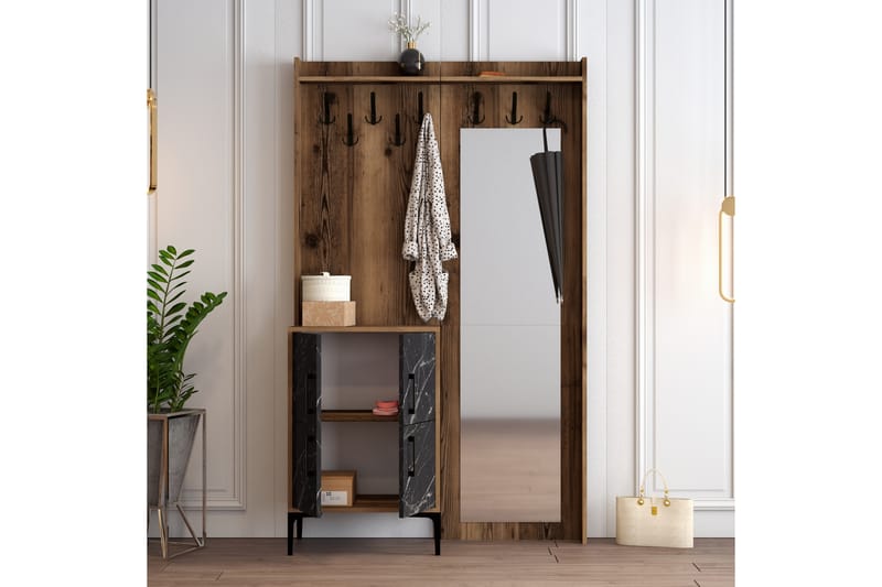 NAUEN Hallmöbelset 120 cm Mörkbrun/Svart - Möbler - Hall & entré - Möbelset för hall & entré