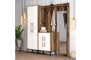 NAUEN Hallmöbelset 180 cm Mörkbrun/Vit