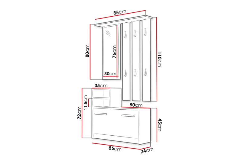 Nesebar Hallmöbel 85 cm - Trä - Möbler - Hall & entré - Möbelset för hall & entré