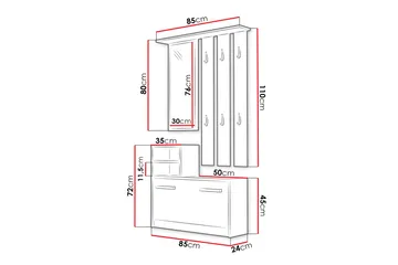 Nesebar Hallmöbel 85 cm - Vit - Möbler - Hall & entré - Möbelset för hall & entré