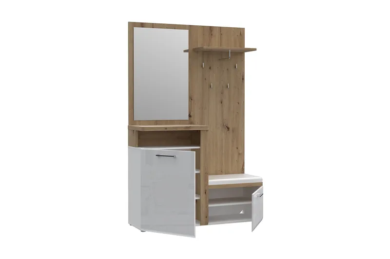 Nessebar Hallmöbelset 44x129 cm - Vit/Brun - Möbler - Hall & entré - Möbelset för hall & entré