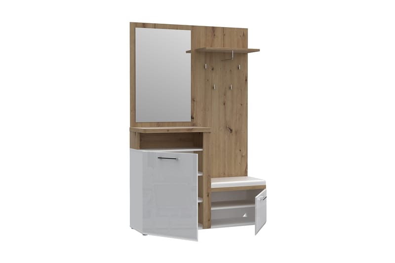 Nessebar Hallmöbelset 44x129 cm - Vit/Brun - Möbler - Hall & entré - Möbelset för hall & entré