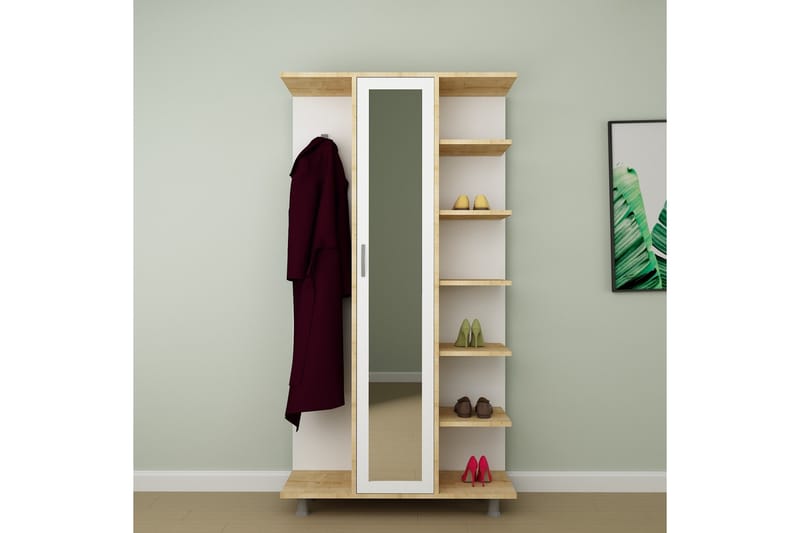 NIHOLA Hallmöbelset 180x100 cm Natur/Vit - Möbler - Hall & entré - Möbelset för hall & entré
