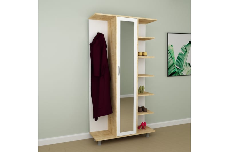 NIHOLA Hallmöbelset 180x100 cm Natur/Vit - Möbler - Hall & entré - Möbelset för hall & entré