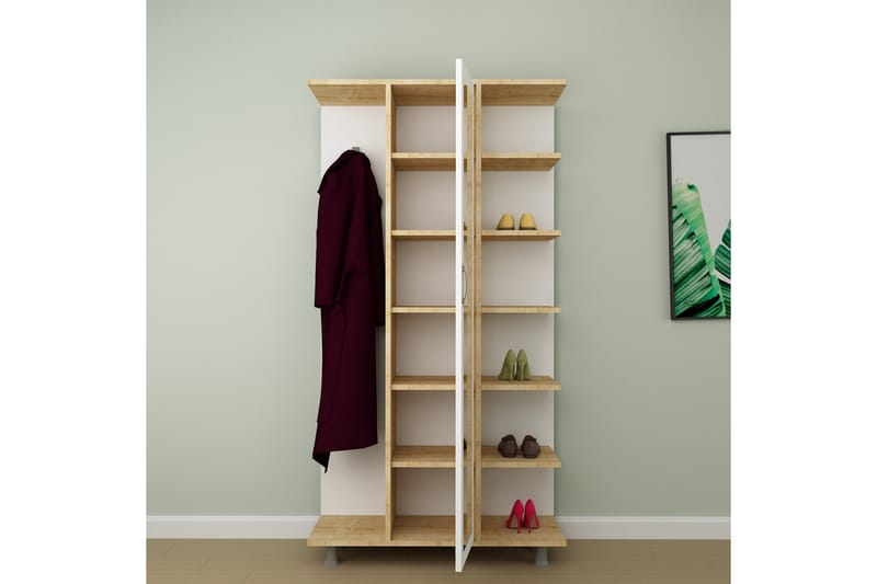 NIHOLA Hallmöbelset 180x100 cm Natur/Vit - Möbler - Hall & entré - Möbelset för hall & entré