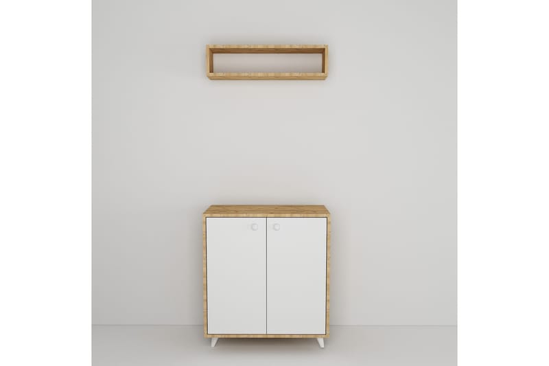 OQRAEPUS Hallmöbelset 80x80 cm Natur/Vit - Möbler - Hall & entré - Möbelset för hall & entré
