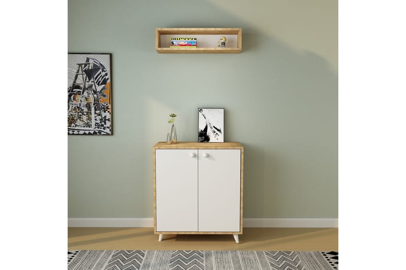 OQRAEPUS Hallmöbelset 80x80 cm Natur/Vit - Möbler - Hall & entré - Möbelset för hall & entré