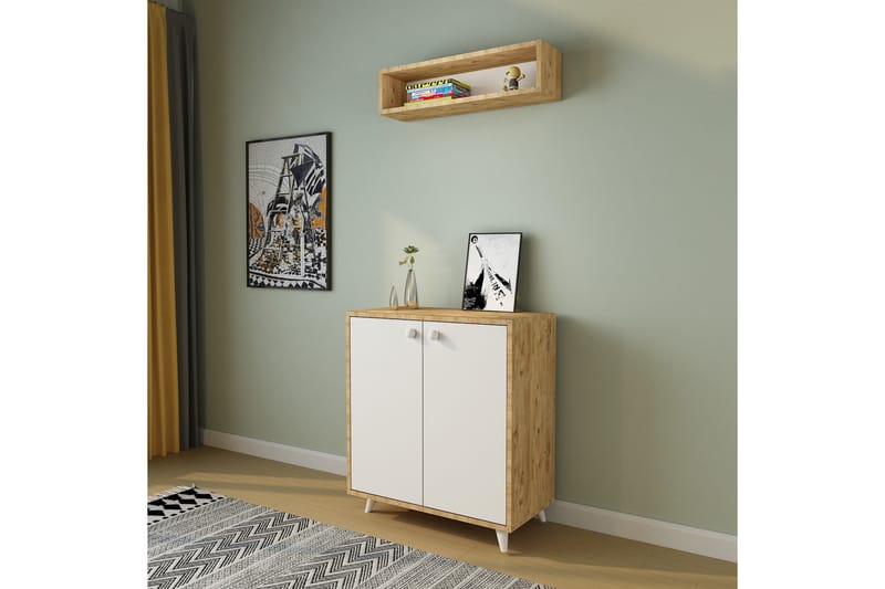OQRAEPUS Hallmöbelset 80x80 cm Natur/Vit - Möbler - Hall & entré - Möbelset för hall & entré