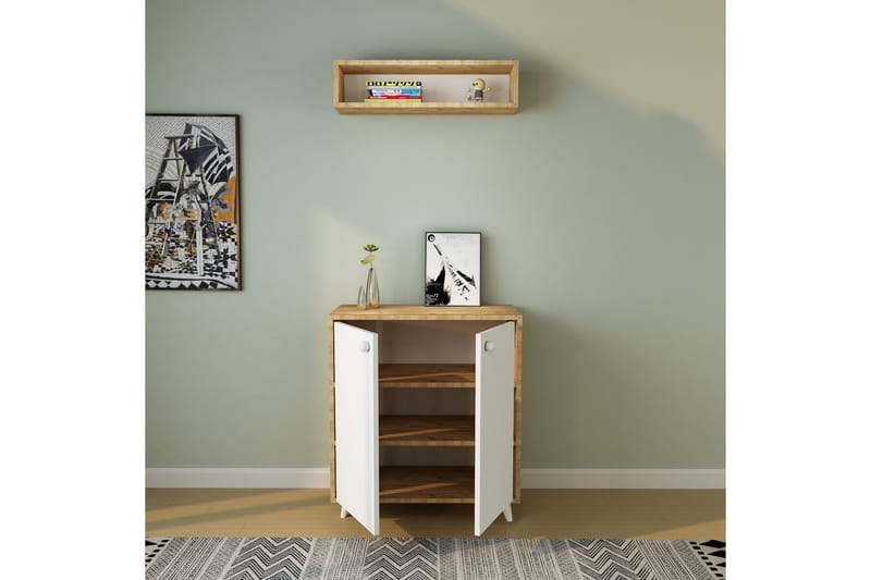 OQRAEPUS Hallmöbelset 80x80 cm Natur/Vit - Möbler - Hall & entré - Möbelset för hall & entré