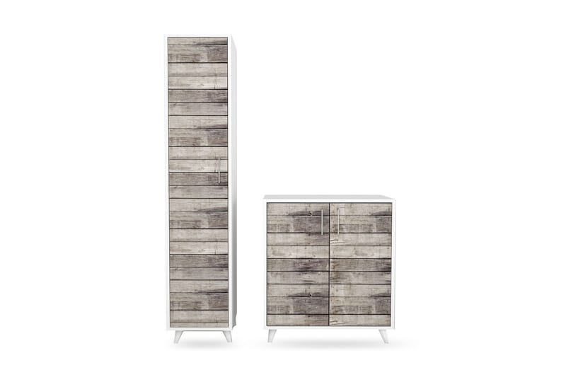 ORKGINIA Hallmöbelset 195x40 cm Natur/Vit - Möbler - Hall & entré - Möbelset för hall & entré