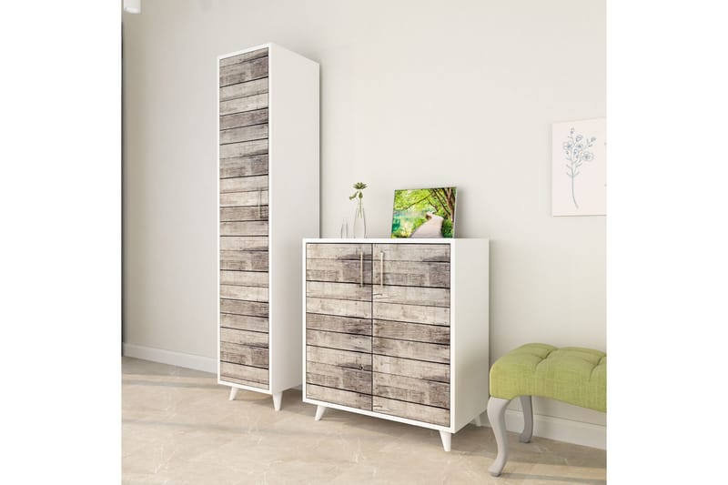 ORKGINIA Hallmöbelset 195x40 cm Natur/Vit - Möbler - Hall & entré - Möbelset för hall & entré